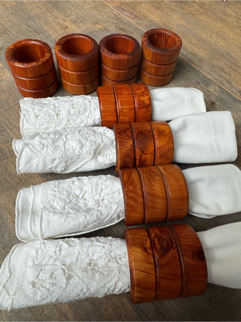 Set of 8 MCM Wooden Napkin Rings